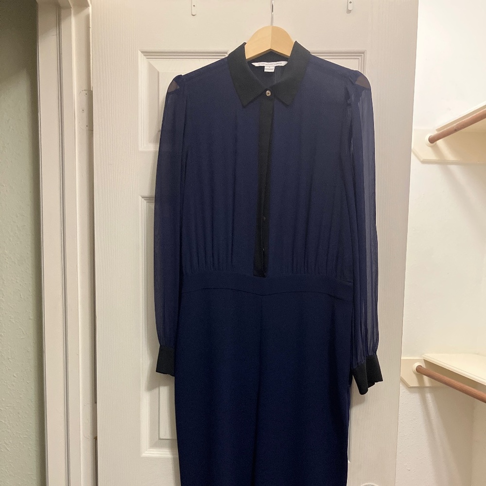 Diane Von Furstenberg Blue Silk Jumpsuit